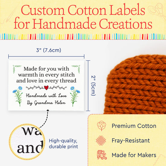 Cotton The Heartfelt Stitch (2"x3"-Cotton) labels for handmade items