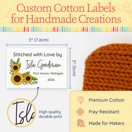 Cotton Large Sunflowers (2"x3"-Cotton) labels for handmade items