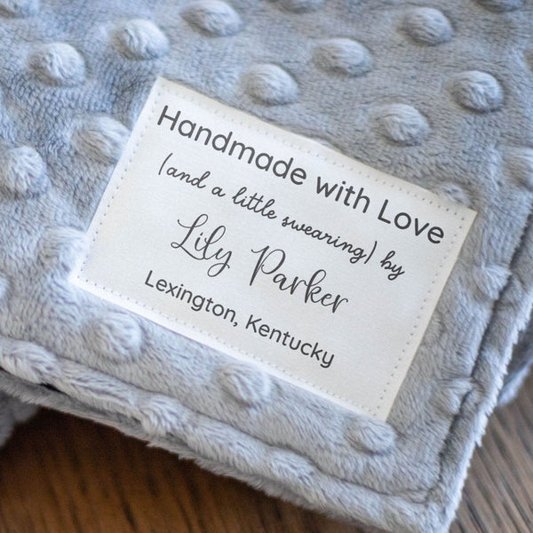 Handmade Rug Label Large personalized Labels custom made for handmade quilts | EverEmblem