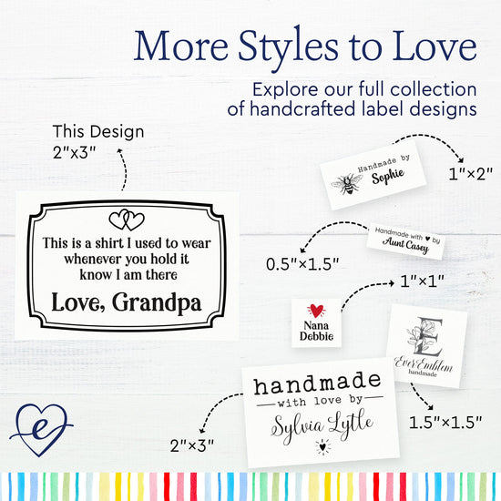 Cotton Frame Quote (2"x3" Cotton - 12 labels/set) made by labels knitted by tags knitting labels personalized