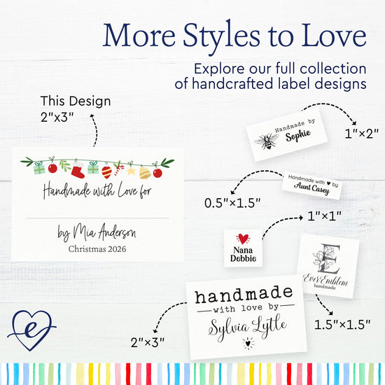 Cotton Christmas Garland with Fill in Blanks (2"x3" Cotton - 12 labels/set) made especially for you labels fabric labels for clothes sewing labels custom