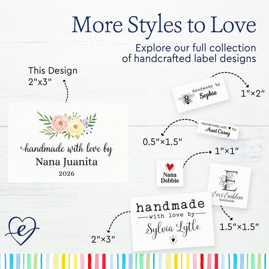 Cotton Floral Watercolor (2"x3"-Cotton) personal labels for sewing handmade labels for sewing personalized sewing tags