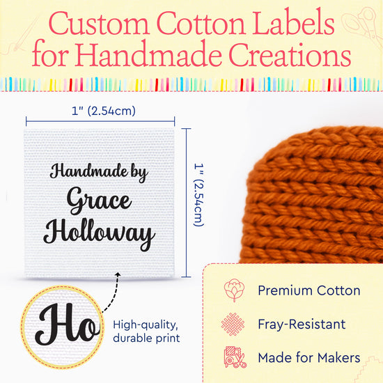Cotton Small Text Labels - 3 lines (1"x1"-Cotton) personalized name tags clothing name tags clothing labels for kids
