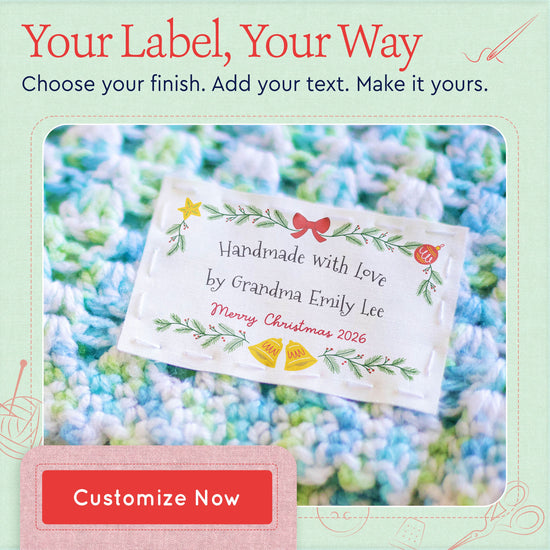 Cotton Holiday Bells (2"x3" Cotton - 12 labels/set) Personalized Sewing Labels Custom iron on Labels Custom printed fabric tags