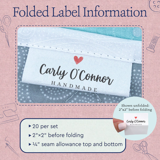Cotton Simple Heart (2"x1"-Cotton) printed clothing labels apparel custom labels custom clothing tags