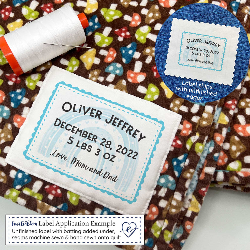 Baby Label Example Blue Rainbow Baby Label – EverEmblem