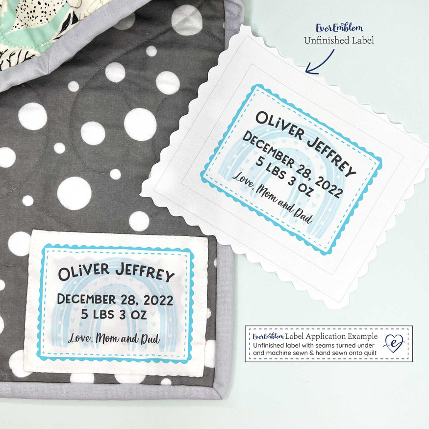 Baby Label Example Blue Rainbow Baby Label – EverEmblem