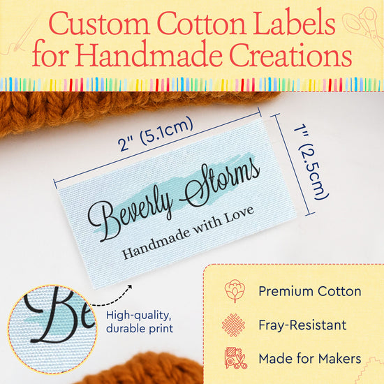 Cotton Splash Of Blue (2"x1"-Cotton) sew in name labels sewable name tags name labels kids