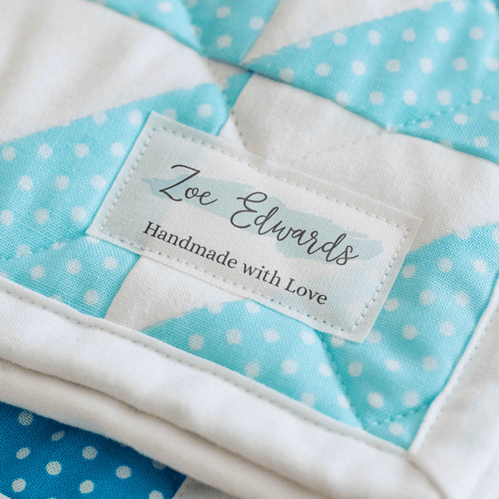 Cotton Splash Of Blue (2"x1"-Cotton) custom fabric labels for handmade items