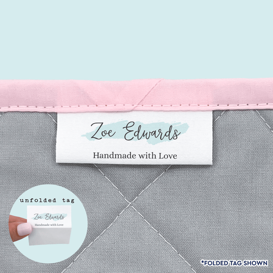 Cotton Splash Of Blue (2"x1"-Cotton) custom fabric labels for handmade items