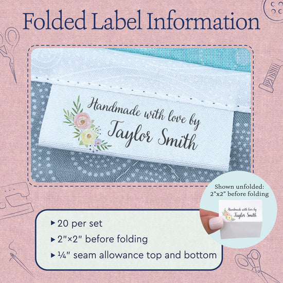 Cotton Watercolor Floral (2"x1"-Cotton) Sewing Labels Custom tags fabric labels