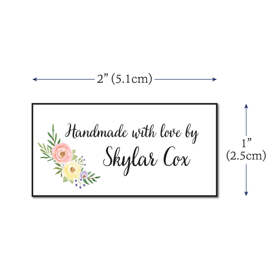 Cotton Watercolor Floral (2"x1"-Cotton) labels for handmade items