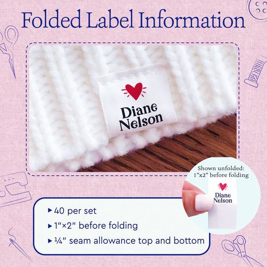 Cotton Sparkling Heart (1"x1"-Cotton) sewing labels personalized sewing labels sewing tags
