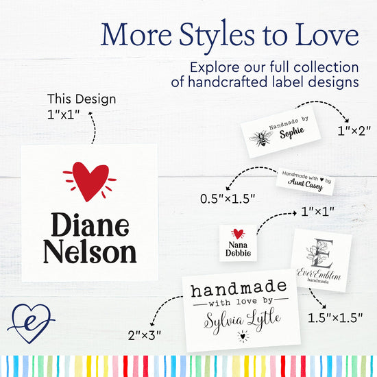 Cotton Sparkling Heart (1"x1"-Cotton) sewing labels personalized sewing labels sewing tags