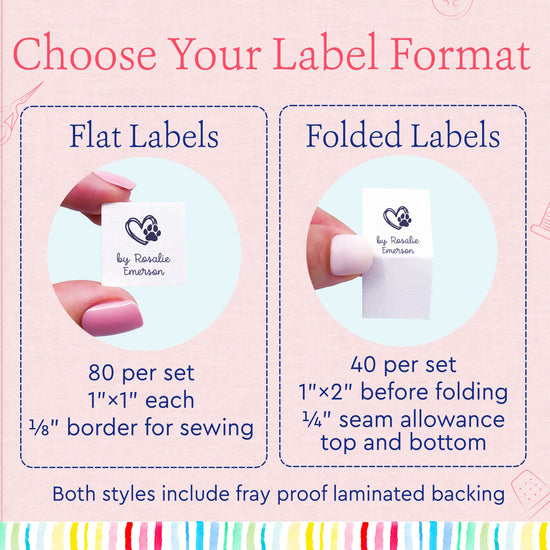 Cotton Heart and Paw Print (1"x1"-Cotton) sewing labels personalized sewing labels sewing tags