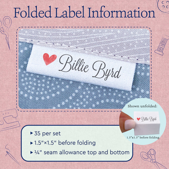 Tiny Heart Labels (0.5"x1.5"-Cotton)