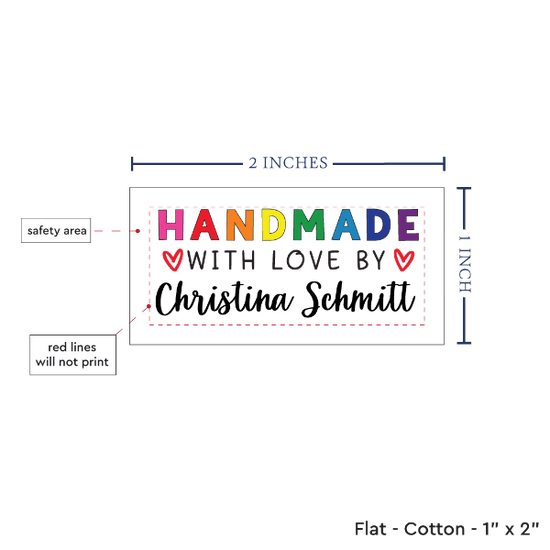 PPLR_HIDDEN_PRODUCT Rainbow Handmade with Love (2"x1"-Cotton)