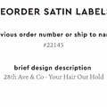 PPLR_HIDDEN_PRODUCT Reorder Previous Label Design - SATIN