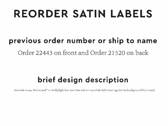 PPLR_HIDDEN_PRODUCT Reorder Previous Label Design - SATIN