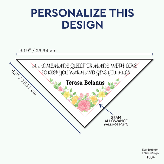 PPLR_HIDDEN_PRODUCT Custom Floral Corner Quilt Label