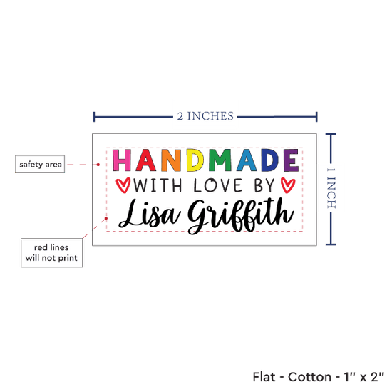 PPLR_HIDDEN_PRODUCT Rainbow Handmade with Love (2"x1"-Cotton)