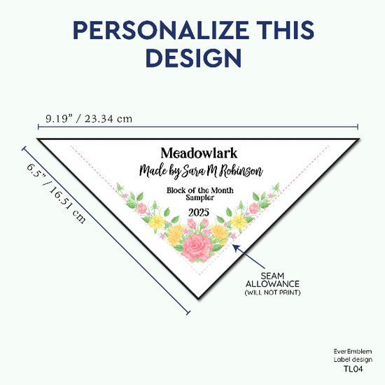 PPLR_HIDDEN_PRODUCT Custom Floral Corner Quilt Label