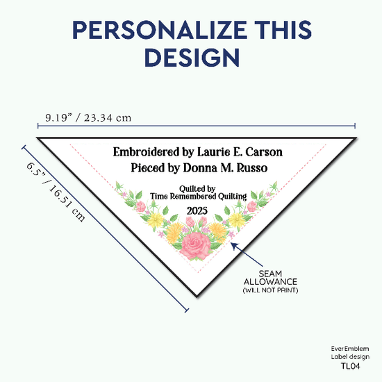 PPLR_HIDDEN_PRODUCT Custom Floral Corner Quilt Label
