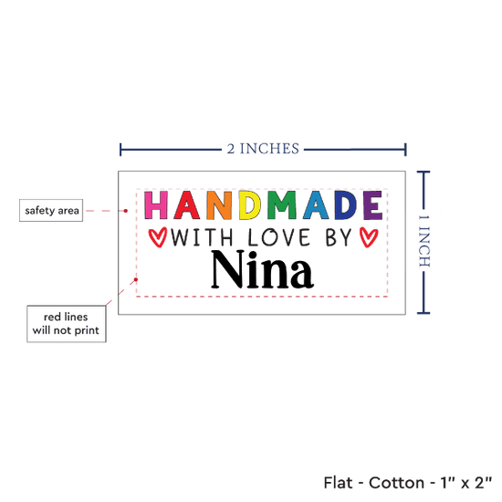 PPLR_HIDDEN_PRODUCT Rainbow Handmade with Love (2"x1"-Cotton)