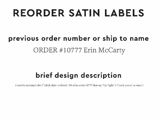 PPLR_HIDDEN_PRODUCT Reorder Previous Label Design - SATIN
