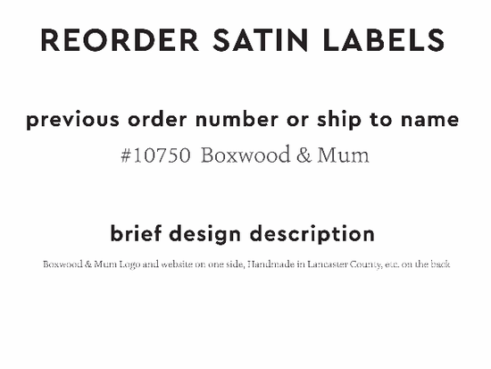 PPLR_HIDDEN_PRODUCT Reorder Previous Label Design - SATIN