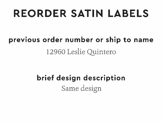 PPLR_HIDDEN_PRODUCT Reorder Previous Label Design - SATIN