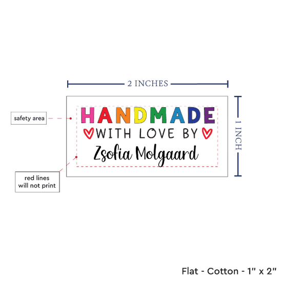 PPLR_HIDDEN_PRODUCT Rainbow Handmade with Love (2"x1"-Cotton)