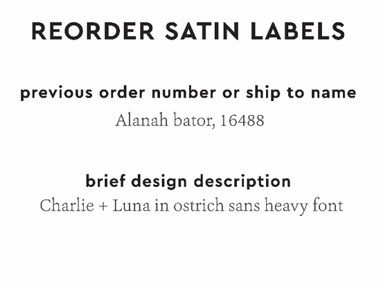 PPLR_HIDDEN_PRODUCT Reorder Previous Label Design - SATIN