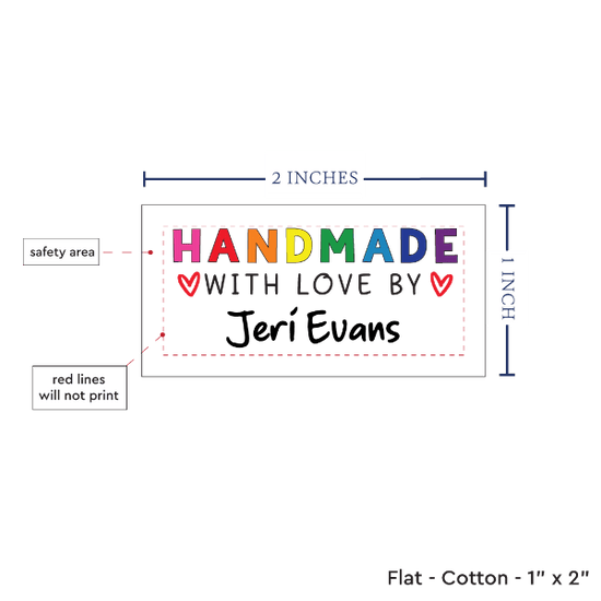 PPLR_HIDDEN_PRODUCT Rainbow Handmade with Love (2"x1"-Cotton)