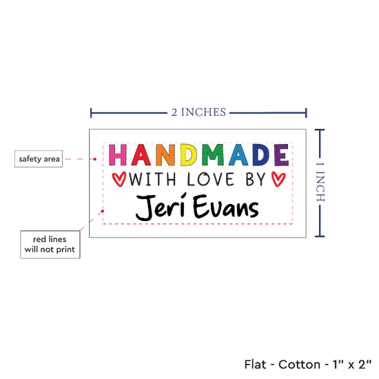 PPLR_HIDDEN_PRODUCT Rainbow Handmade with Love (2"x1"-Cotton)