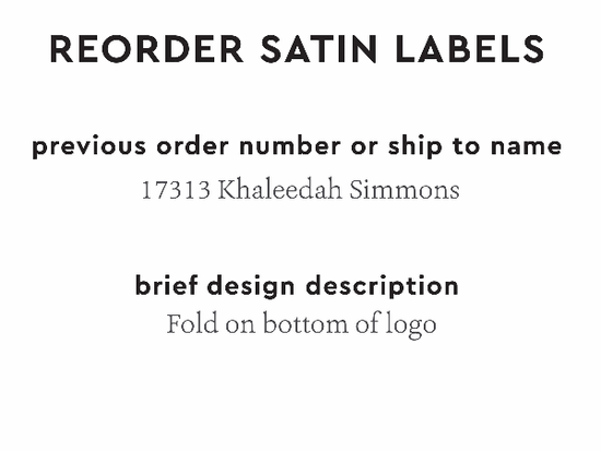 PPLR_HIDDEN_PRODUCT Reorder Previous Label Design - SATIN
