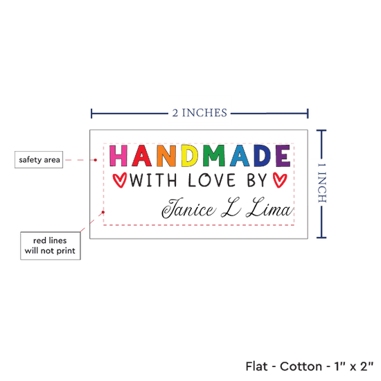 PPLR_HIDDEN_PRODUCT Rainbow Handmade with Love (2"x1"-Cotton)