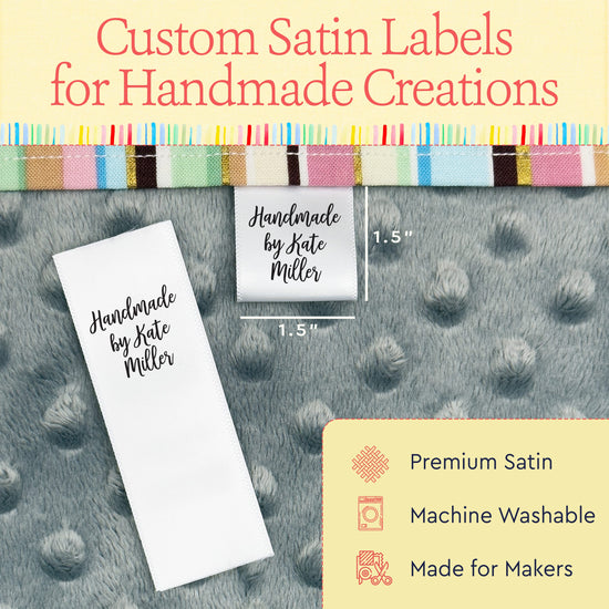 Satin Handmade Square (1" wide - Satin) clothing label printer fabric label printer label printer for clothes