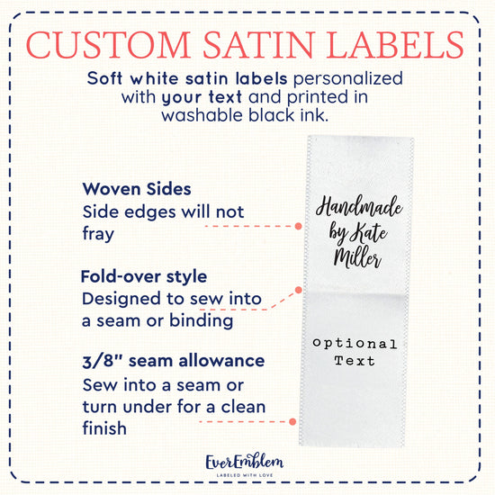 Satin Handmade Square (1" wide - Satin) clothing label printer fabric label printer label printer for clothes