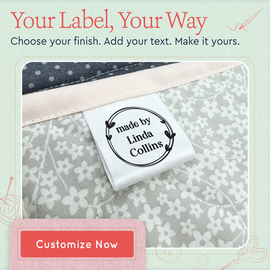 Satin Circle Heart (1" wide - Satin) custom clothing tags label tags personalized clothing tags fabric tags