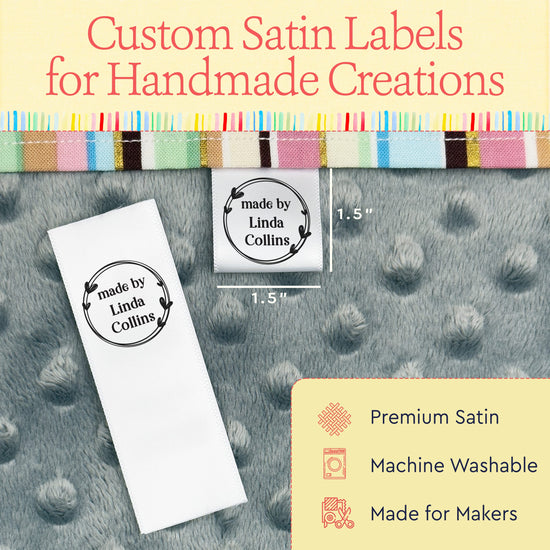 Satin Circle Heart (1" wide - Satin) custom clothing tags label tags personalized clothing tags fabric tags