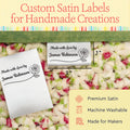 Satin Rose Satin Labels (2" wide - Satin) Custom iron on Labels Custom printed fabric tags Sewing Labels