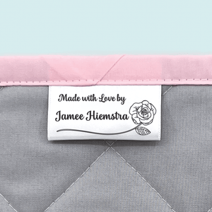 Satin Rose Satin Labels (2" wide - Satin) custom clothing labels sew on