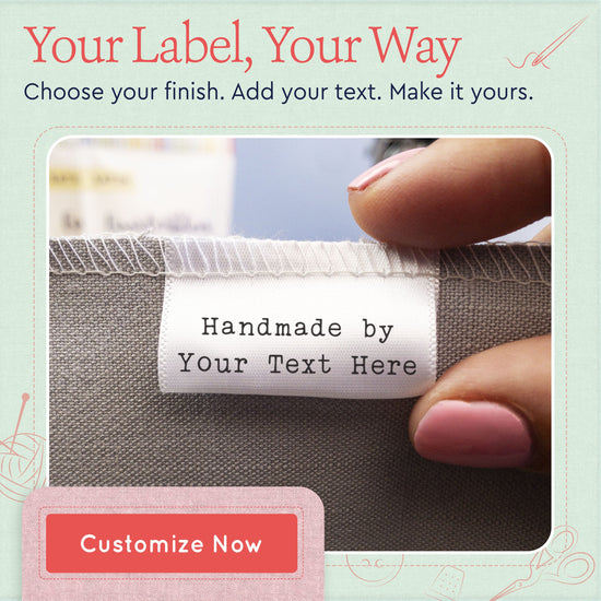 Satin Small Satin Text Tags (1.5" wide - Satin) custom logo on fabric iron on fabric logo custom labels