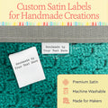 Satin Small Satin Text Tags (1.5" wide - Satin) custom logo on fabric iron on fabric logo custom labels