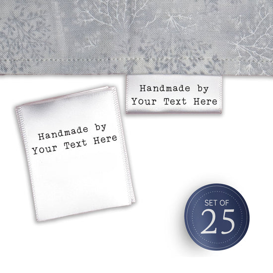 Satin Small Satin Text Tags (1.5" wide - Satin) custom logo on fabric iron on fabric logo custom labels