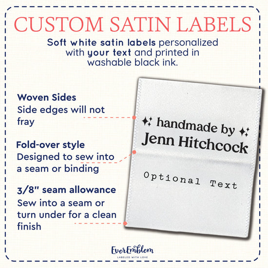 Satin Sparkle Emoji (1.5" wide - Satin) custom sew on labels sew in labels sew on personalized labels