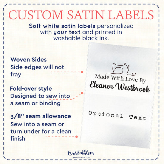 Satin Stitched with Love (2" wide - Satin) customized ribbon ribbon printing printing on ribbon