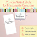 Satin Moon & Hand Satin Labels (1.5" wide - Satin) garment tag custom neck tags custom neck labels shirt label maker