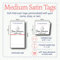 Satin Moon & Hand Satin Labels (1.5" wide - Satin) garment tag custom neck tags custom neck labels shirt label maker